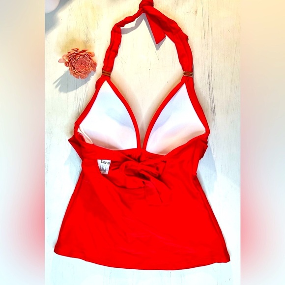 Bar III Plunging Cowlneck Halter Tankini Top, Color Red, Size Small, NWOT - Picture 5 of 6